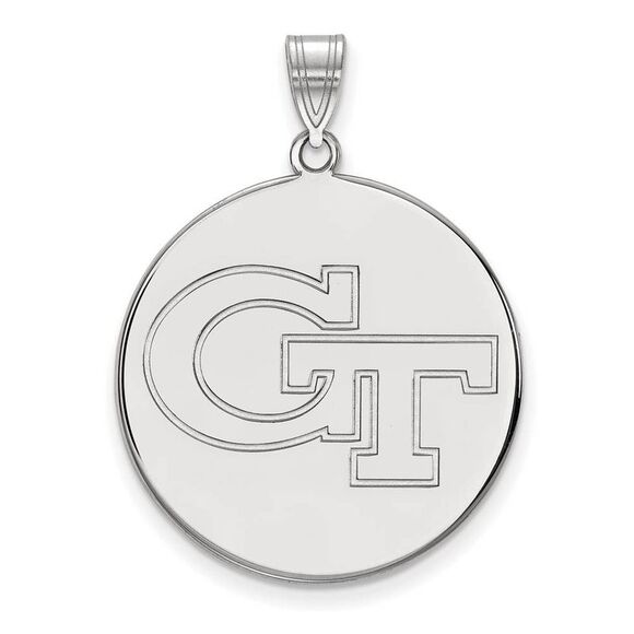 14k White Gold Georgia Technology XL Disc Pendant